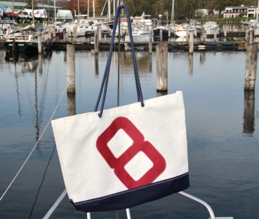 Segeltuchtasche große Beachtasche rot 8 mit Boden